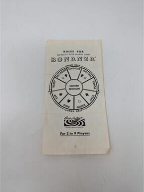 Vintage 1964 Parker Brothers "Bonanza Game Instructions